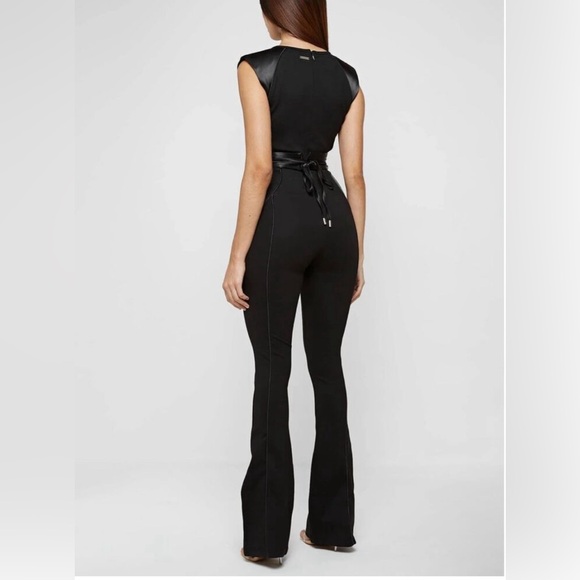 Manière De Voir, Satin Contour Flared Jumpsuit - Black Size 12 - Picture 7 of 12